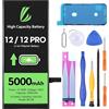 LL TRADER Batteria per iPhone 12/iPhone 12 Pro, 5000mAh Batteria ai polimeri di litio ad alta capacità con strumenti di riparazione
