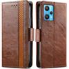 Generico DayQiQiPu Cover per Realme 9 Pro (6,6 Pollici) Custodia in pelle PU con Patchwork Guscio Protettiva Anti-Skimming Custodia Portafoglio Flip Caso Business, Marrone