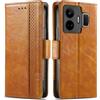 Generico DayQiQiPu Cover per Realme GT Neo 5/5 SE (6,74 Pollici) Custodia in pelle PU con Patchwork Guscio Protettiva Anti-Skimming Custodia Portafoglio Flip Caso Business, Cachi