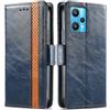 Generico DayQiQiPu Cover per Realme 9 Pro+ Plus (6,4 Pollici) Custodia in pelle PU con Patchwork Guscio Protettiva Anti-Skimming Custodia Portafoglio Flip Caso Business, Blu