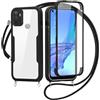 FERLAN Cover per Oppo A53S/A33 2020/A32/Oppo A53 con Cordino, 360 Gradi Antiurto Custodia con Protezione Schermo Integrata Trasparente Rugged TPU Bumper Doppia Protettiva Cover per Oppo A53S -Nero