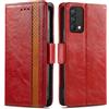 Generico DayQiQiPu Cover per Realme GT Master (6,43 Pollici) Custodia in pelle PU con Patchwork Guscio Protettiva Anti-Skimming Custodia Portafoglio Flip Caso Business, Rosso