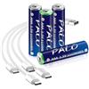 Mspalocell Batteria AAA Batteria al litio USB-C ricaricabile 1,5 V 1100 mWh, batterie ricaricabili a carica rapida con cavo di ricarica di tipo C, autoscarica bassa LSD, con luce di ricarica, 4 pezzi