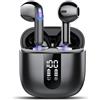 TIMU Cuffie Bluetooth, Auricolari Bluetooth 5.4 Stereo HiFi con 4 ENC Mic,Cuffie Wireless con LED Display 50 Ore, Cancellazione Rumore Cuffiette Bluetooth,Touch Control,IP7 Impermeabile Auricolari Wireless