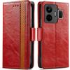 Generico DayQiQiPu Cover per Realme GT Neo 5/5 SE (6,74 Pollici) Custodia in pelle PU con Patchwork Guscio Protettiva Anti-Skimming Custodia Portafoglio Flip Caso Business, Rosso