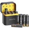 imuto Batterie AA ricaricabili da 1,5 V, 3000 mWh, batterie ricaricabili AA Litio 1600 Cicli con display a LED nero, ricarica rapida, 16 pezzi