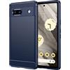 owlhold Cover per Google pixel 7A 5G, Custodia Spazzolata e Fibra di Carbonio Morbido Silicone TPU Slim Fit Case, Antiurto, Antigraffio, Antiscivolo, Protezione Grado Militare, Blu