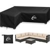 Kipiea Coperture per mobili da giardino a forma di L Impermeabili, Copertura per divano angolare da esterno 420D Tessuto Oxford Antivento, Anti-UV, Resistenti agli Strappi - ( 148x216x85x78/61cm)
