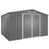 Parama Casetta da Giardino in Acciaio Zincato Grigio 3,21x2,77x2,17 m | Capanno Porta Attrezzi da Esterno, Superficie 8,9 m², Tetto Spiovente e Doppia Porta, 129 kg