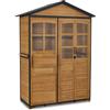 MCombo M MCombo Armadio da giardino in legno con struttura metallica, 3 ripiani, capanno impermeabile, armadio esterno per terrazza 74 x 145 x 200 cm, 0937 (Naturale)