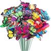 Woohome Set di 100 Pz Farfalle Decorative Giardino, 4 Dimensione Pali da Giardino con Farfalle e Libellule da Giardino per Esterni Cortile Terrazza Fioriera Vaso di Fiori Giardino Decorazione