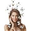 DIELIANHUA Cerchietto Farfalla + 8 Pezzi Clip a Farfalla, 3D Farfalla Cerchietto, Cerchietto Farfalla Donna, Artificiali Farfalla Cerchietto, per Halloween Carnevale Cosplay, Bianco