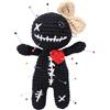 TOYMIS Bambola Voodoo Positiva, Divertente Regalo Antistress all'Uncinetto Bambola Fiocco Voodoo Nera Lavorata a Maglia con Spilli Decorazioni Halloween per Adulti Amici Colleghi Ufficio Casa Feste