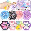 MZJAUVF 4Pezzi Squishy Zampa di Gatto, 4Pezzi Biscotto per Alleviare lo Stress, Taba Squishy Kit, Kawaii Squeeze Toys, Antistress Bambini, Fufu Squishys Regalo per Ragazzi, Halloween e Natale-Peluche