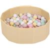 Selonis Piscina Pieghevole Con 200 Palline Colorate, Beige Chiaro:Beige Pastello/Giallo Pastello/Bianco/Menta/Rosa Chiaro
