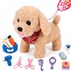 GOBRILLFUN Giocattolo interattivo per cani in peluche: abbaiare realistico, coda che mescola, kit di toelettatura, per bambini dai 3 ai 6 anni (Brauner Welpe)