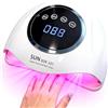 BEENLE Lampada UV LED per unghie da 500 W, asciugatore per smalto gel con 90 perline luminose, touchscreen con 4 timer e sensore automatico, ideale per saloni domestici