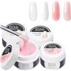 HOUSN 4x15ml Gel UV per Unghie, Costruttore Resistente per Extension e Modellatura, Acrilico in Bianco, Rosa, Nude e Trasparente, Smalto Professionale Colorato per Unghie