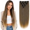 CAISHA XL 60cm Estensioni A Clip SET XL Da 7 Pezzi Liscio Estensioni Dei Capelli Resistenti Al Calore Pezzo Di Capelli Biondo Castano CE23