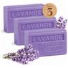 La Maison du Savon de Marseille Sapone solido alla lavanda della Provenza - Arricchito in burro di karité biologico - sapone profumato - 100% vegetale e naturale - realizzato in Provenza - mano e corpo idratante - 3 x 125 g