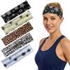 PYRUVAE 5 Pezzi Fasce Capelli Donna Elastiche con Motivo Leopardato e Stelle, Fascia Capelli Sportiva e Skincare per Corsa, Yoga e Trucco, Accessori Capelli Donna e Ragazza, Multicolore