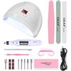 BJdfgE Kit portatile for trapano elettrico for unghie USB con lima for smalto e lampada LED UV for da 36 W, asciugatrice for manicure in gel, set for principianti for(Set-White)