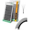 NAGARAKU Narrow 4D W Ciglia Finte Prefabbricate Volume Naturale Soffici Compatte A Lunga Tenuta Spesse Leggere Comode Pre-Formate A Ventaglio Weave Strette W Lash Cluster Nero Opaco (0.07mm C 12mm)