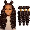Tuheerst 30 32 34 Inch #4 Chocolate Brown Human Hair Bundles Double Drown Extension Capelli Loose Wave Hair Extensions Unprocessed Brazilian Virgin Remy Extension 50g/Bundle Total 150g