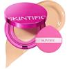 SKINTIFIC Fondotinta Cushion Con Finitura Naturale 02 Ivory | Copertura Modulabile Da Media Ad Alta, Complesso Di Peptidi Idratanti, Texture Leggera Per Pelli Secche E Miste