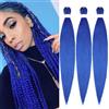 Cybelleza Treccine Capelli Extension Pre Stretched Braiding Hair Pre Allungato Stirato Yaki Professionale Africane Capelli Sintetici Lunghi Sintetici Afro Ombre Crochet 3 Ciocche 65cm Blu