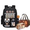 Adius Zaino Capibara, Zaino Capibara Scuola Elementare Grande, con Set di Cancelleria e Borsa Portapranzo, per Ragazze, Ragazzi (Nero)
