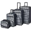 Rockland Set di quattro valigie, Croce nera, Taglia unica, Set di valigie da 4 pezzi