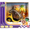 Dujardin Mille Bornes Challenge - Cofanetto squadra giallo - Les Turbos - Zac e Zoe - Giocattoli disegnati dalla serie TV - Statuetta articolata e auto da collezionare - Bambino a partire dai 4 anni