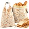 FIVAVA 2 sacchetti pane cera d'api con cerniera per mantenere il pane fresco, tela da panetteria traspirante rivestita di cera d'api naturale, riutilizzabile, contenitore da cucina per pane fresco