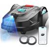 YARDCARE M800Plus Robot Tagliaerba senza filo Perimetrale, GPS, fino a 800 m²,Visione AI, Taglio a U,Riconoscimento Intelligente Ostacoli,Controllo APP （Nero e bianco scuro）
