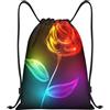 Kfjghhl Red Rose Art Borsa con coulisse Zaino Sport Sackpack Bulk Cinch Gym Bag Donne Uomini Bambini Sport All'aperto, Nero , S, Vacanze