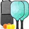 Harilla Racchetta Racchette Padel Paddle Borsa con Palline Materiale Fibra di Vetro Nucleo a Nido d'Ape Presa Antiscivolo Resistente Urti Adatta per Parchi, 绿色套装