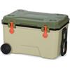 KiBcsLic Frigo Portatile Rigido Robusto Box, 68L, Modello Con Ruote, Colore Verde, Isolamento PU 72 Ore, Include Portabicchieri E Chiusure In Gomma