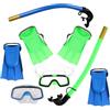 CIYODO Set Maschera Sub Occhialini e Pinne Compatte per Ragazzi, Verde, Silicone e Plastico, 1 Set, Snorkeling Diving