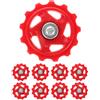 POPETPOP 10 Pezzi Puleggia Deragliatore Posteriore per Bici, Rullo Guida Cambio, Plastico Rosso, Guida di Precisione, Cambio Efficiente, per Bici e Deragliatore, per Mountain Bike