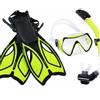 Fonowx Maschera Subacquea con Set Maschera Snorkel Visivo Ampio con Vetro Temperato Antiacqua con Valvola di con Fibbia a Sgancio Rapido Silicone Morbido, Giallo, L