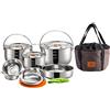 camping moon CAMPINGMOON Stainless Steel Outdoor Camping Nesting Mess Kit Cookware Set Pots Pans with Storage Carrying Bag