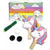 BEMIRO Set da ping pong per bambini, con rete, palla e racchette, simpatiche teste di unicorno come motivo, facile da fissare