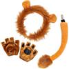 QUILSTM Costume da leone di Halloween Include orecchie leggere, cerchietto, guanti, coda, accessori creativi, incontri coinvolgenti, accessori per feste