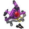 KUAWDON Pinza Freno a Disco Meccanico HB100 Kit Pinza Freno a 2 Pistoni Bicicletta idraulica MTB Anteriore Posteriore per Bicicletta(Purple Rear)