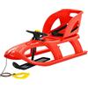 KFPOERTFGD Slittino per bambini con volante e sedile, robusta slitta in plastica con pattini in acciaio, corda di trazione, 102,5 x 40 x 23 cm, portata fino a 50 kg, rosso
