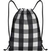 Kfjghhl Nero E Bianco Plaid Coulisse Zaino Borsa Sport Sackpack Bulk Cinch Gym Bag Donne Uomini Bambini Sport All'aperto, Nero , S, Vacanze