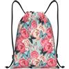 Pidgazdfgv Fiori colorati Zaino con coulisse Sport Palestra Sackpack Tasche in rete Resistente all'acqua Sacchetto Della Stringa Delle, Nero , S, Classico