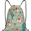 Pidgazdfgv Llamas - Zaino con coulisse, per sport, palestra, tasche in rete, impermeabile, per donne e uomini, Nero , S, Classico