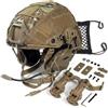 Generic Set Casco High Cut Leggero con Cuffie Pickup PTT e Rete Porta Casco | Casco 635 g for Teste 51,5-61 cm Supporto Bilanciato Struttura Idrorepellente e Grande Rete Elastica
